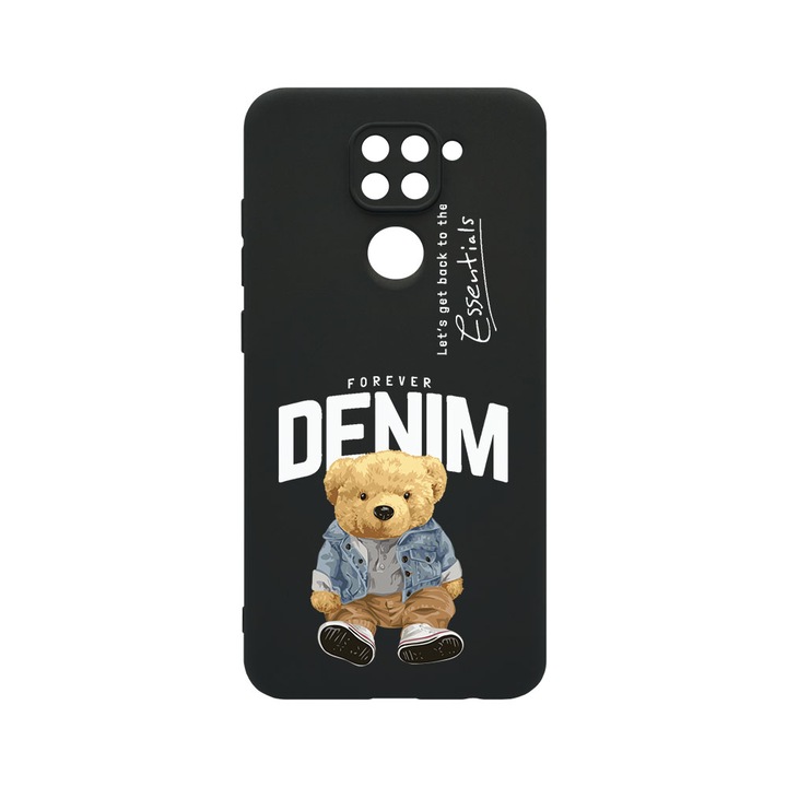 Husa BestCase® SLIM SIlicon 0.8MM, Compatibila Cu Xiaomi Redmi Note 9, Denim Style Teddy Bear, Protectie Camera, Rezistenta la uzura, c-B 930