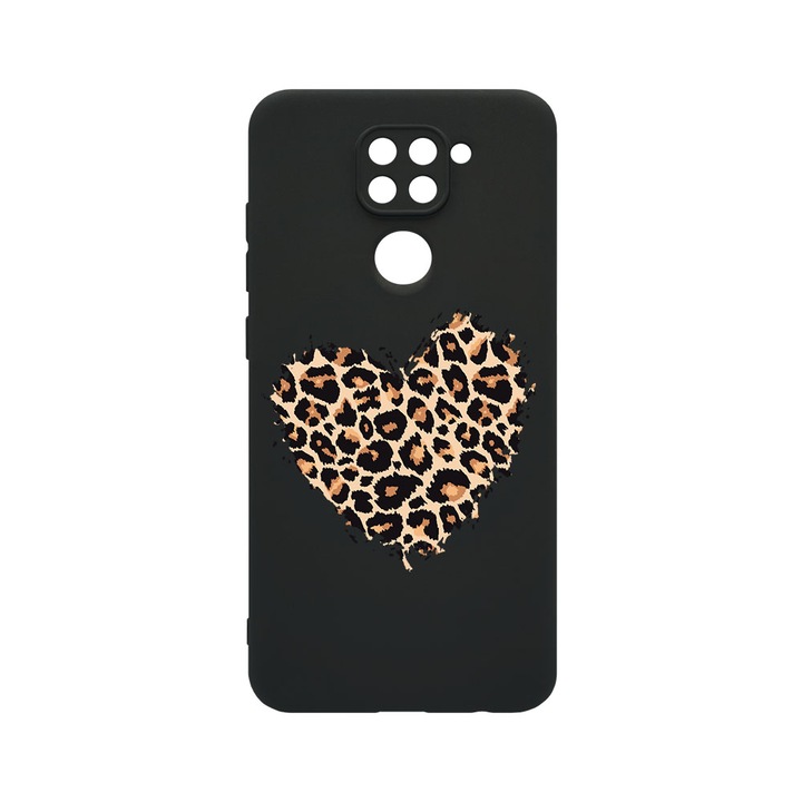 Husa BestCase® SLIM SIlicon 0.8MM, Compatibila Cu Xiaomi Redmi Note 9, Leopard Heart, Protectie Camera, Rezistenta la uzura, c-B 761