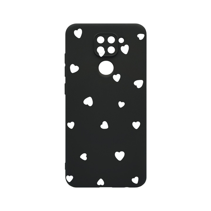 Husa BestCase® SLIM SIlicon 0.8MM, Compatibila Cu Xiaomi Redmi Note 9, Heart Pattern, Protectie Camera, Rezistenta la uzura, c-B 1041