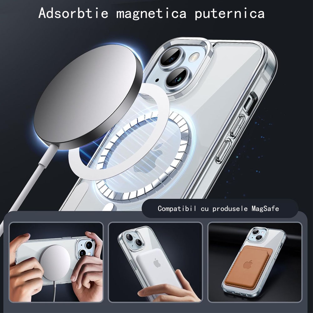 Husa tip, TPU, MagSafe, Compatibil cu iPhone 15, Transparent
