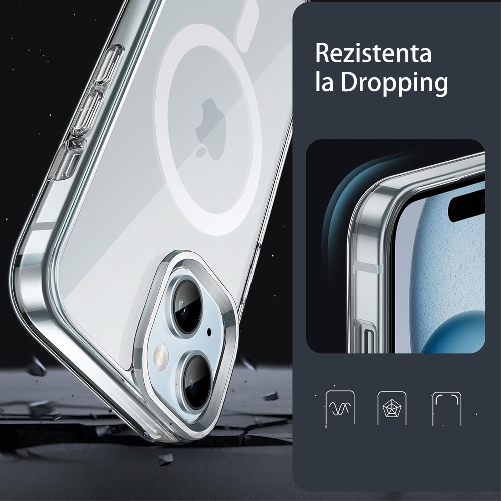 Husa tip, TPU, MagSafe, Compatibil cu iPhone 15, Transparent
