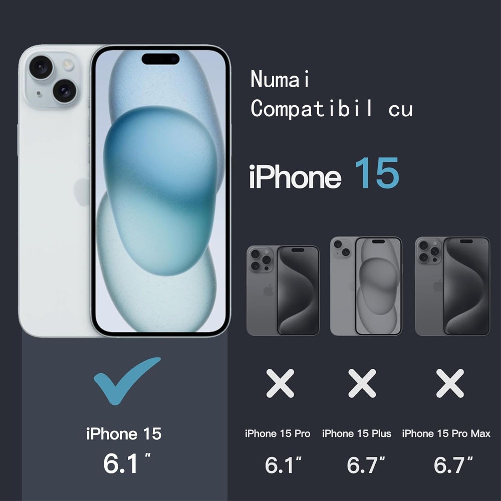 Husa tip, TPU, MagSafe, Compatibil cu iPhone 15, Transparent