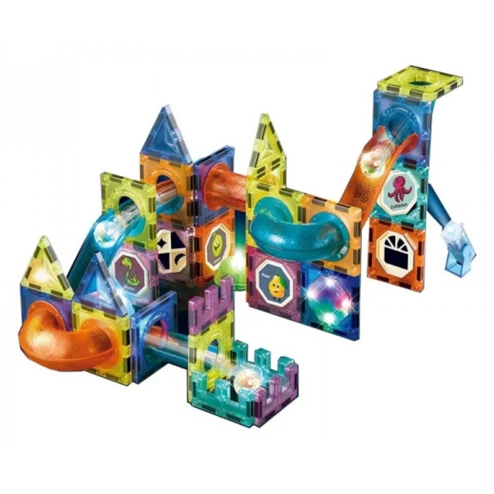 Set de constructie AliBibi® cu piese magnetice luminoase
