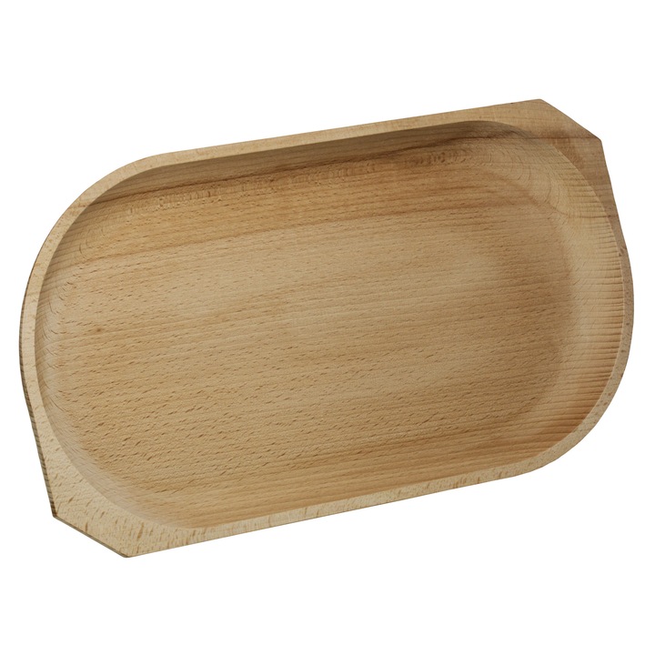 Platou, tava de servire cu 1 compartiment, lemn masiv fag, rustic, 43 x 22 cm, OnemisFlot