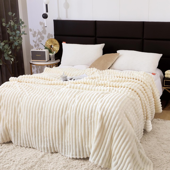 Пухкаво одеяло cocolino с райета, двойно легло, PCD-10, кремаво, 200 x 230 см