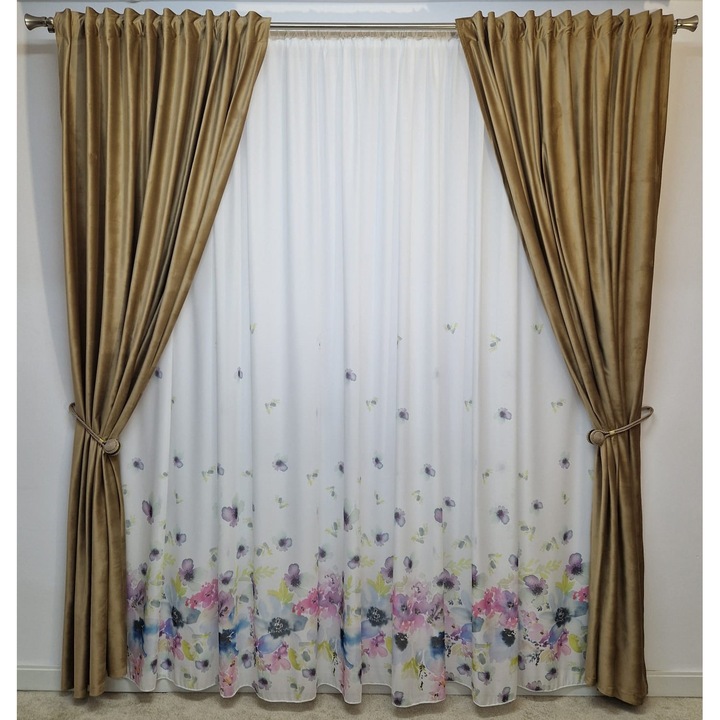 Draperie Catifea Cappuccino cu rejansa pentru sina 2 buc x 150 x 230