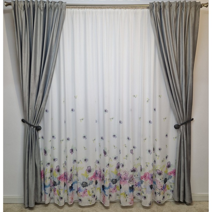 Szürke bársony drapéria béléssel a sínhez 2 db x 100 x 240