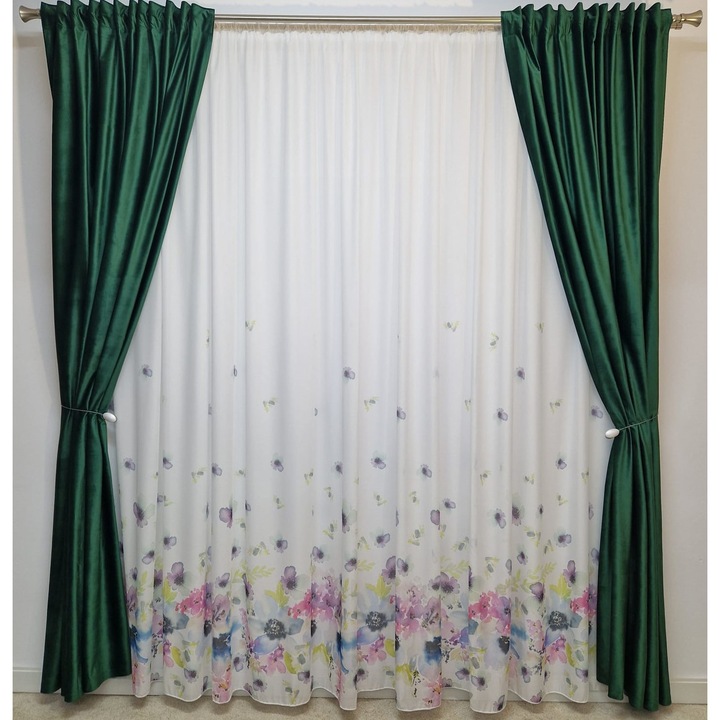 Draperie Catifea Verde cu rejansa pentru sina 2 buc x 100 x 250