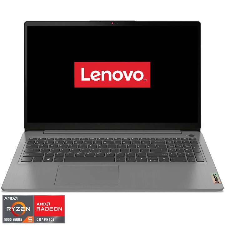 Laptop Lenovo IdeaPad 3 15ALC6 cu procesor AMD Ryzen™ 5 5500U pana la 4.0 GHz, 15.6", Full HD, 8GB DDR4, 512GB SSD, AMD Radeon™ Graphics, No OS, Arctic Grey