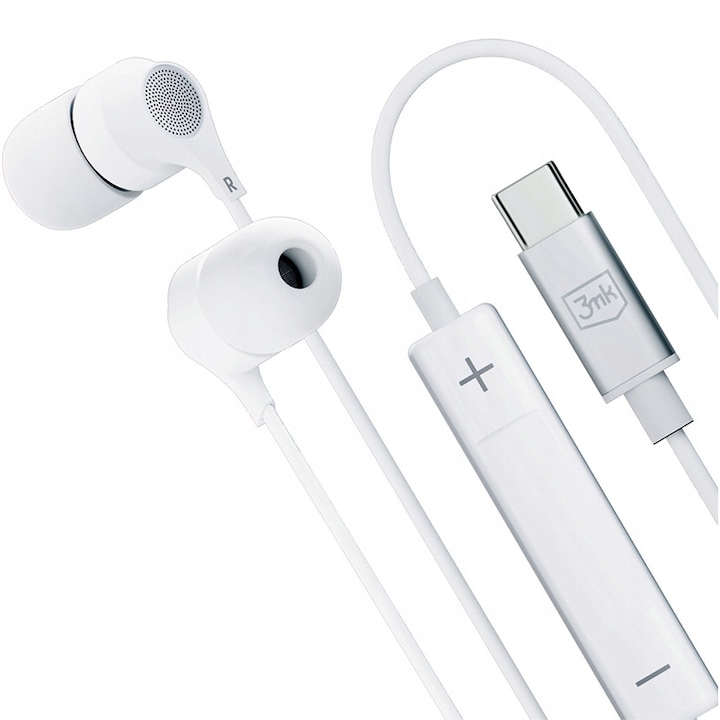 3MK fülbe helyezhető fejhallgató, USB-C, 1,2 m, fehér