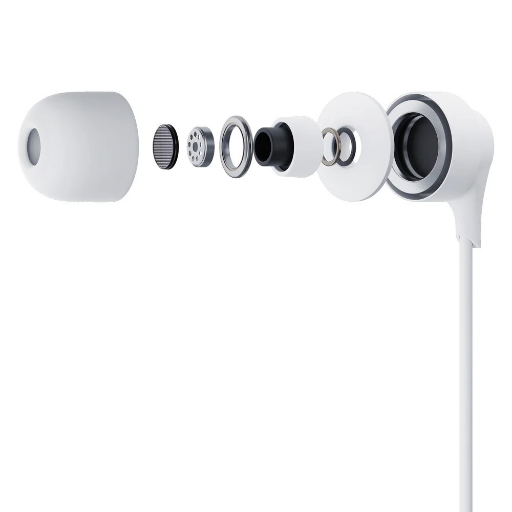 Casti audio cu microfon 3MK Wired, In-ear, Control pe fir, USB-C, Lungime cablu 1.2m, Alb