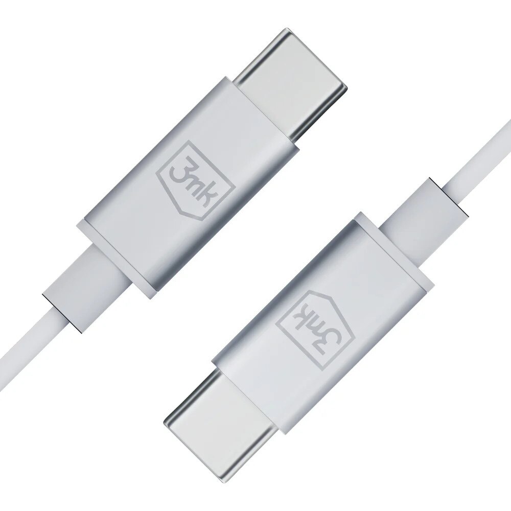 Casti audio cu microfon 3MK Wired, In-ear, Control pe fir, USB-C, Lungime cablu 1.2m, Alb