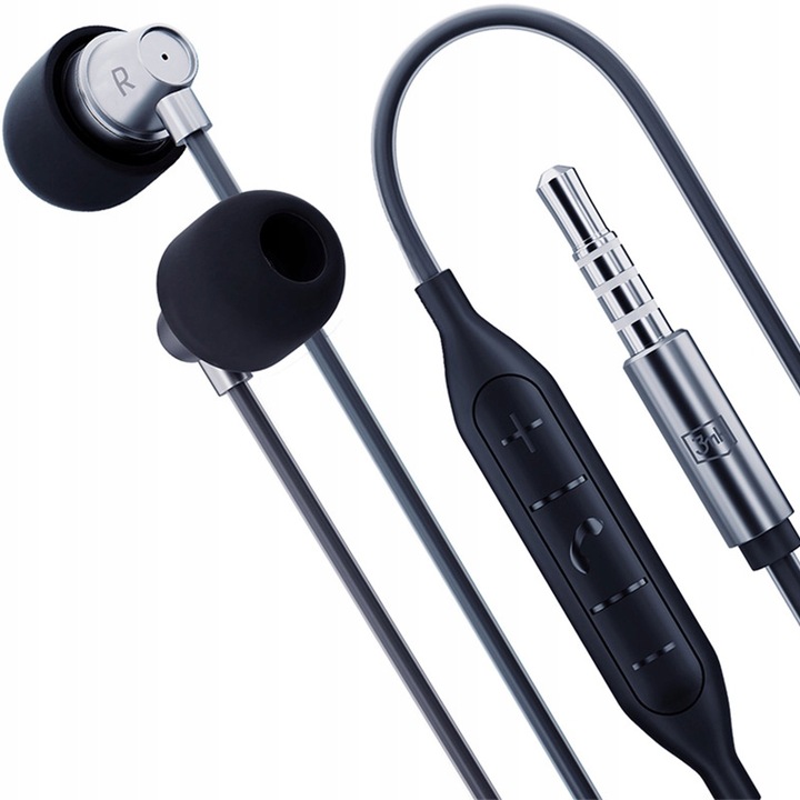 3MK слушалки за поставяне в ушите, жак 3,5 мм, черни