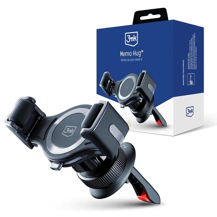 Suport auto 3MK Memo Hug, Air Vent Mount, Negru