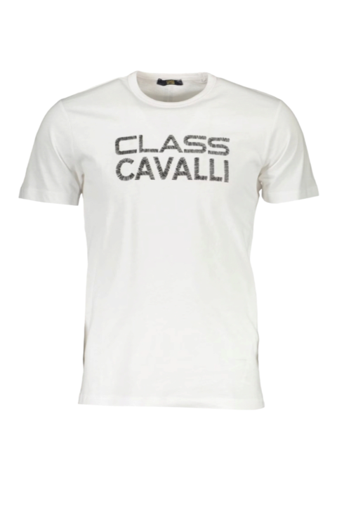 Tricou cu imprimeu text, Cavalli Class, alb, Alb