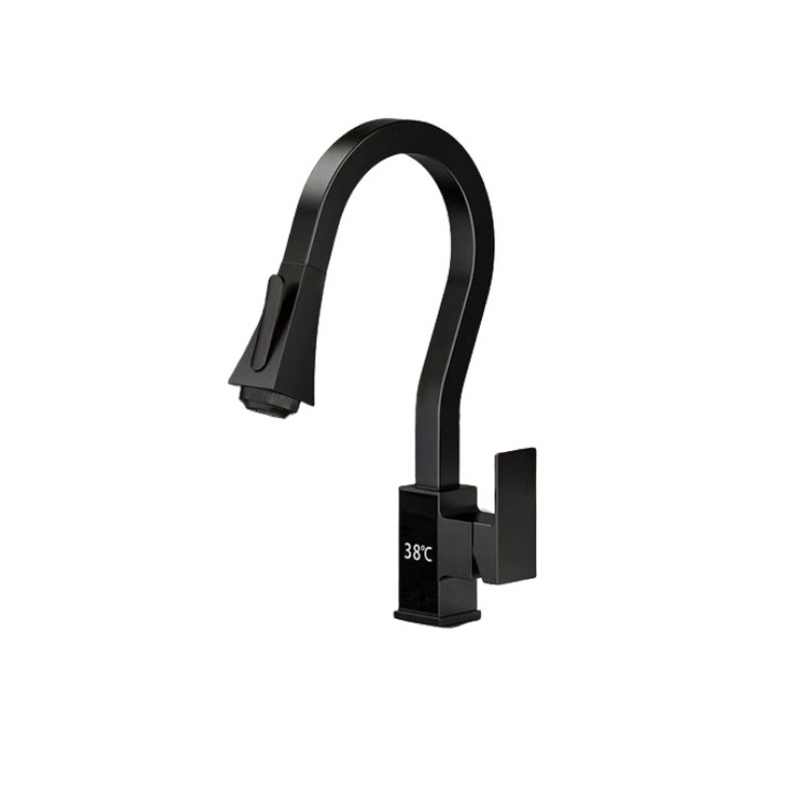 Смесител за кухненска мивка Blackswan Тип M315 матово черен модел с LCD дисплей и 4 режима на работа размер 45 см