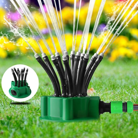 Sistem de stropire pentru gazon, 12 conducte, 360 de grade, Verde