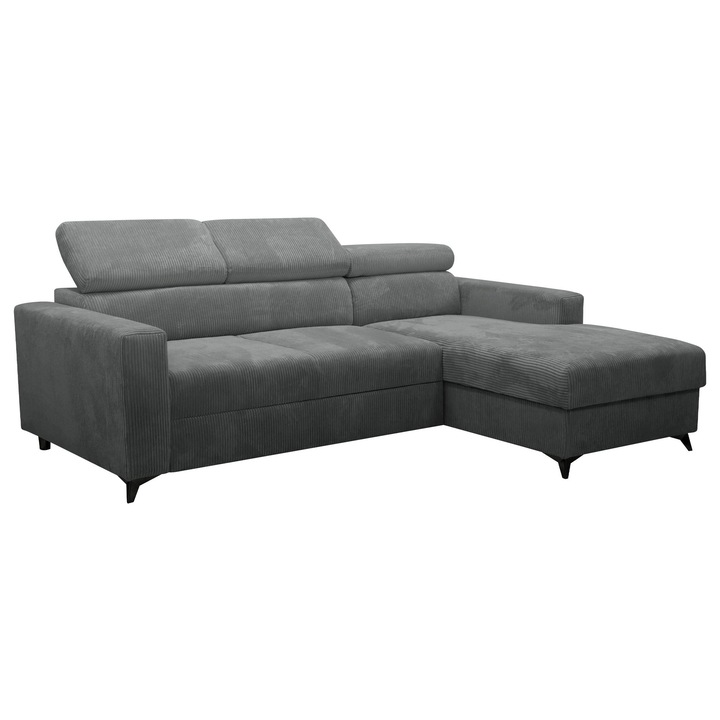 Coltar Levioseno Premium Reiat, MIRJAN24, Dreapta 2R+LC, graphite, 236x172x102 cm