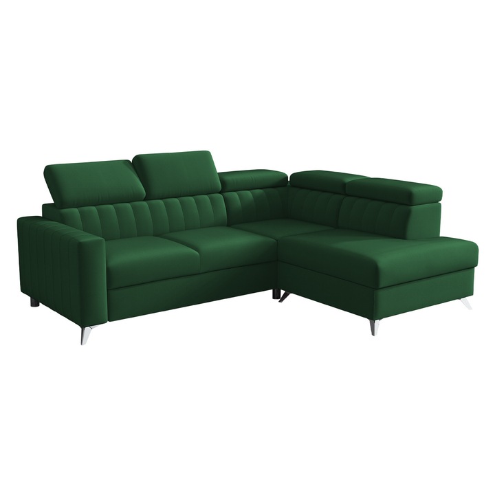 Coltar Levioseno 2RRLXP, MIRJAN24, Dreapta 2R+R+LXP, Verde, 249x195x100 cm