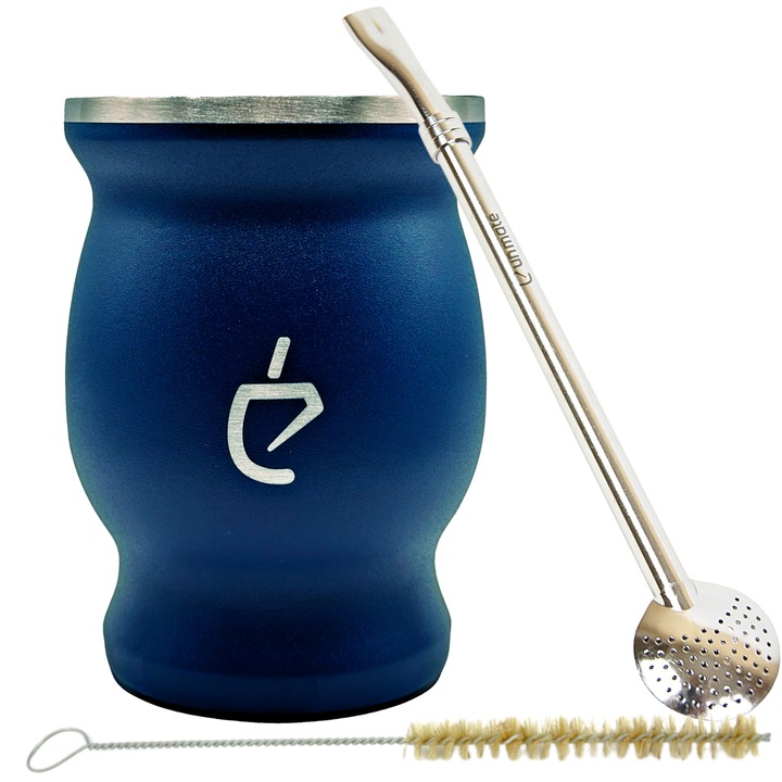 Yerba Mate tea készlet, One Mate, rozsdamentes acél, 230 ml, kék