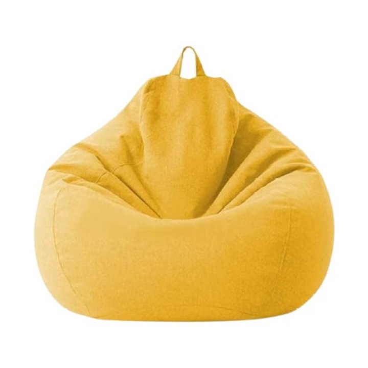 Husa fotoliu puf XL, cu maner, material textil, galben, marime XL