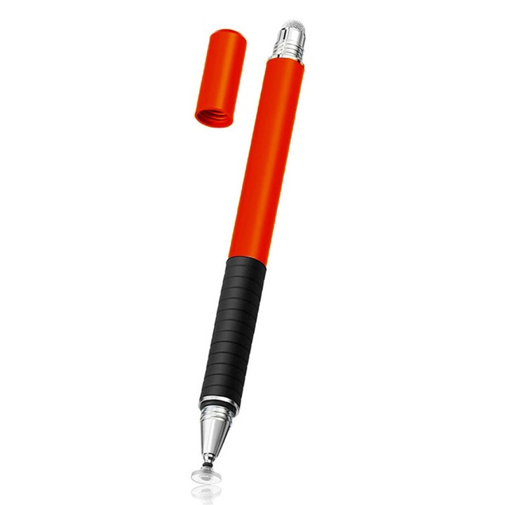 Stylus pen, Universal, Compatibil cu telefoane si tablete, TouchPen Classic, Compact, Confortabil, Ideal pentru scris si desen, Varf siliconic, Rosu
