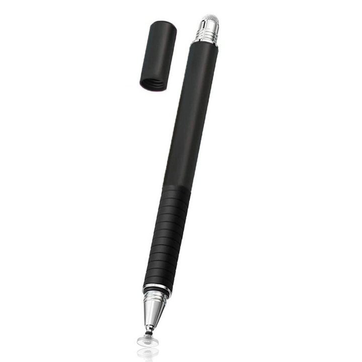Stylus pen, Universal, Compatibil cu telefoane si tablete, TouchPen Classic, Compact, Confortabil, Ideal pentru scris si desen, Varf siliconic, Negru