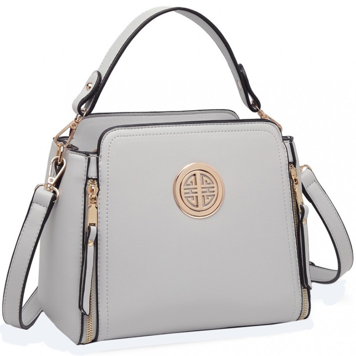 Дамска чанта Miss Lulu, Кожа, Сив