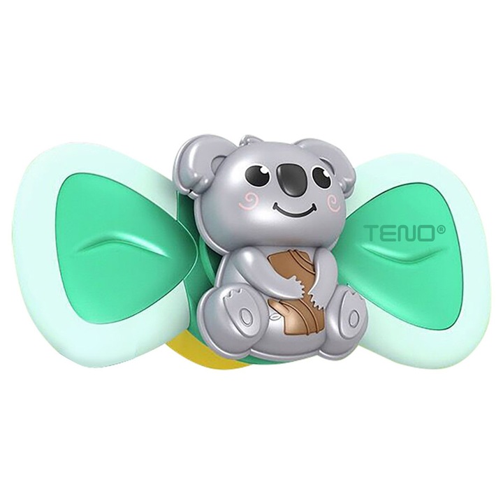 Teno Fidget Spinner interaktív játék, koala forma, szilikon élek, 2 oldal, tapadókorong, 1-3 éves, zöld