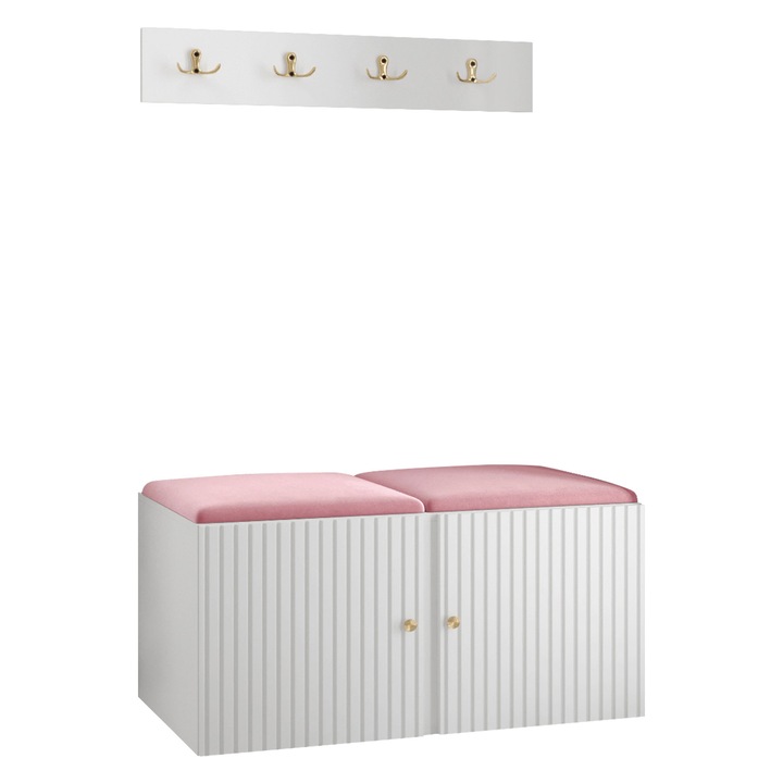 Mobilier pentru hol Towiro Slim VI, MIRJAN24, alb / roz, 46x84x42 cm
