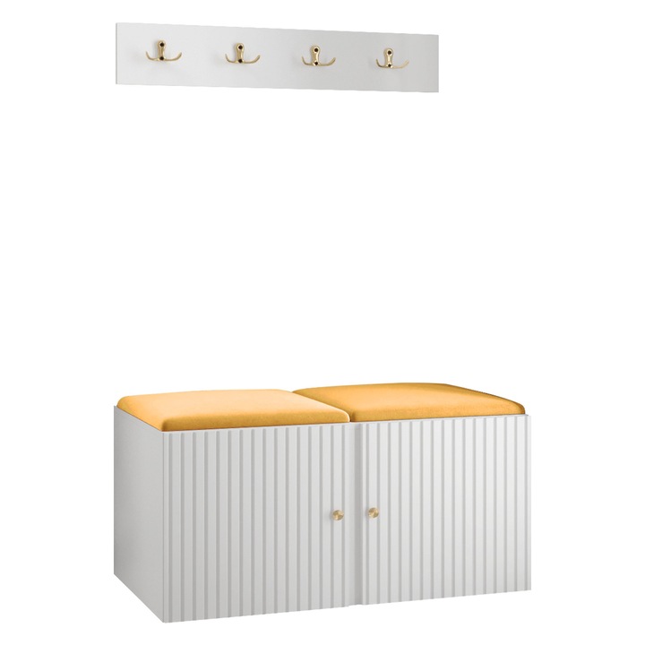 Mobilier pentru hol Towiro Slim VI, MIRJAN24, alb / galben, 46x84x42 cm