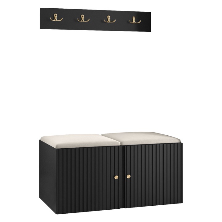 Mobilier pentru hol Towiro Slim VI, MIRJAN24, negru / bej, 46x84x42 cm