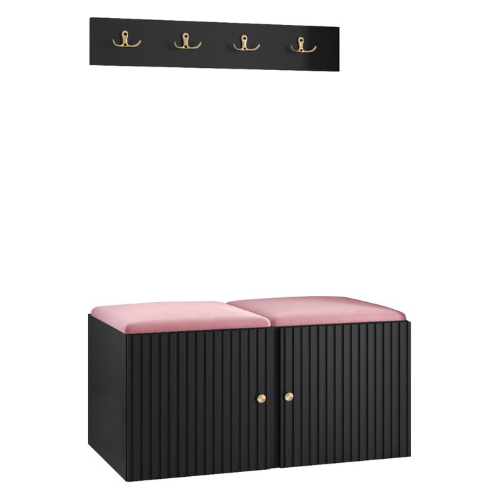 Mobilier pentru hol Towiro Slim VI, MIRJAN24, negru / roz, 46x84x42 cm