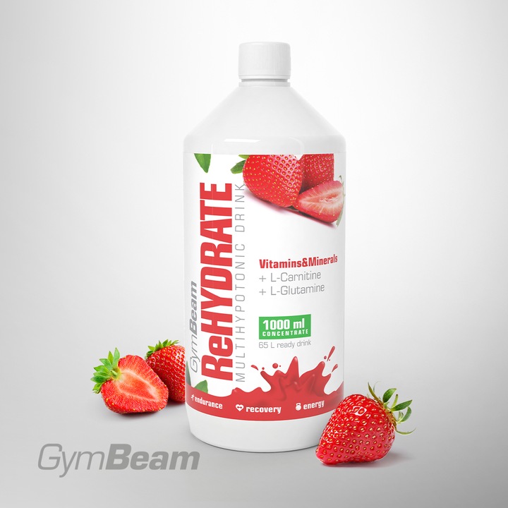 Bautura hipotonica ReHydrate, GymBeam, 1000 ml, capsuni