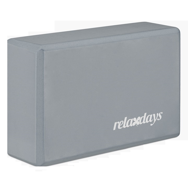 Caramida yoga, Relaxdays, gri/alb, din spuma tare, 8 x 23 x 15 cm