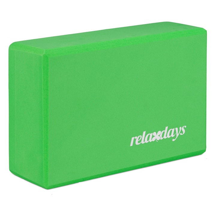 Caramida yoga, Relaxdays, verde/alb, din spuma tare, 8 x 23 x 15 cm