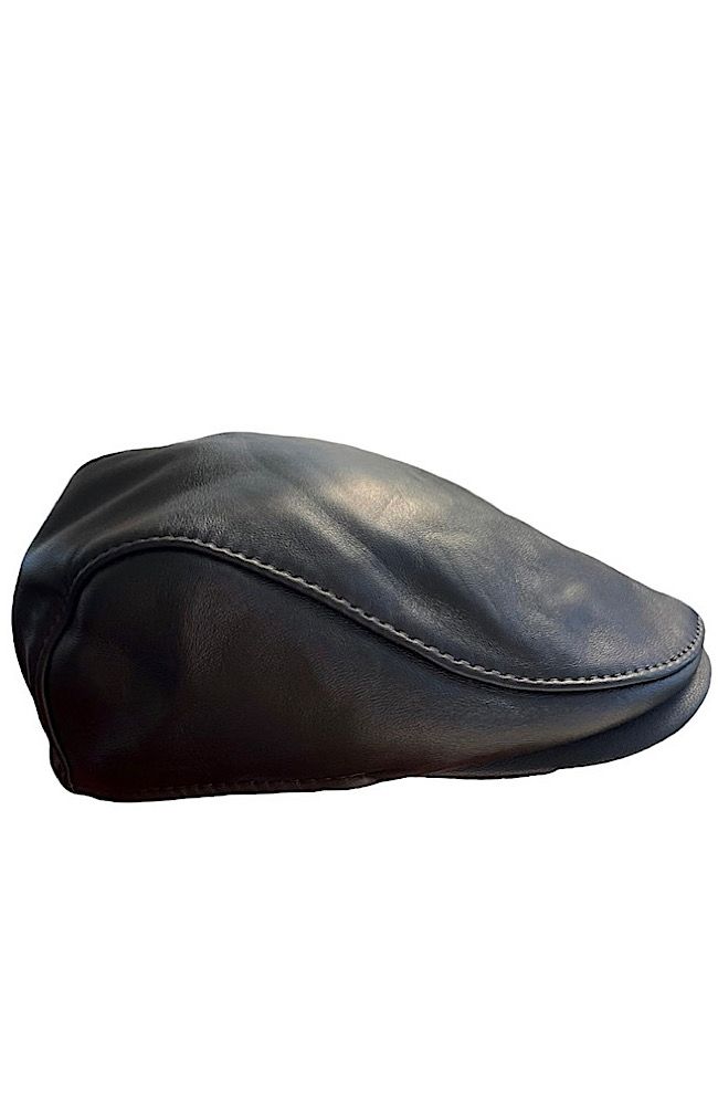 Sapca din piele naturala pentru barbati, culoarea neagra, marime ...
