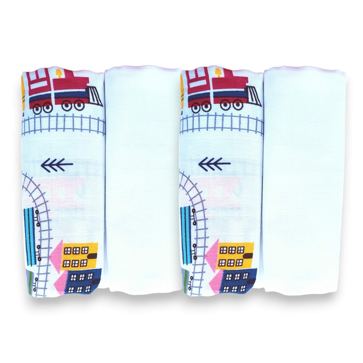4 db-os babatakaró szett, muszlin, 100% pamut, 75x75 cm, fiúknak, edzőcipő