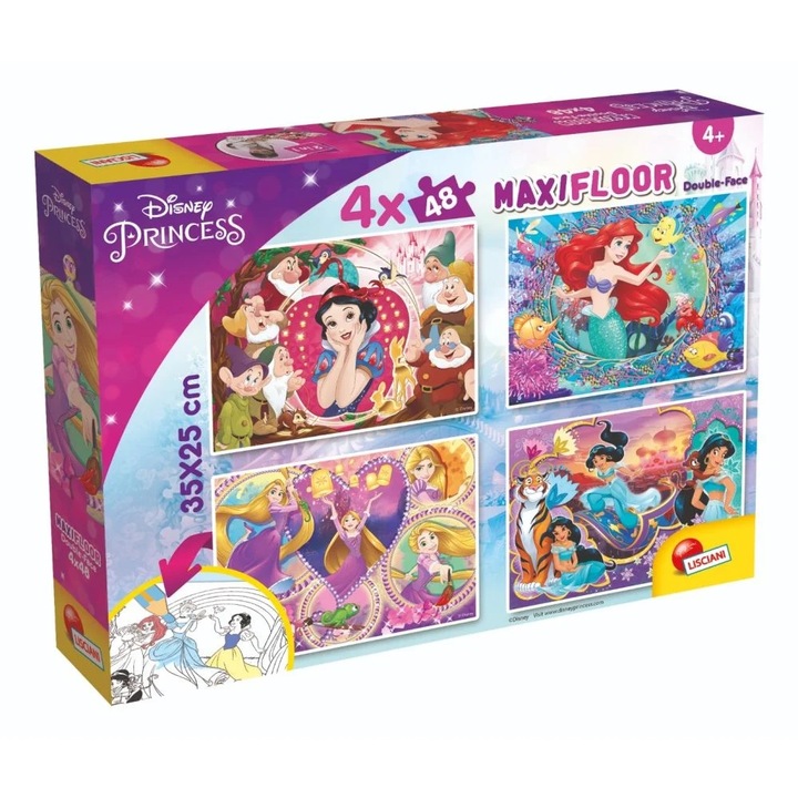 Пъзел 2 в 1 Lisciani Disney Princess, Maxi, 4 x 48 части