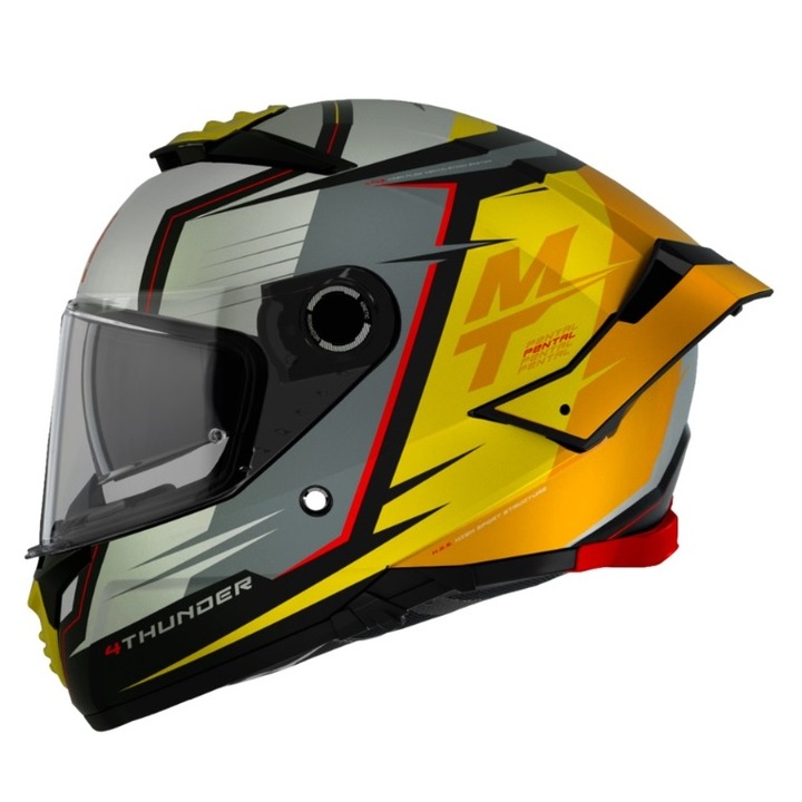 Мотоциклетна каска Mt helmets, 4 с пълно лице с вградени очила, матово жълта, XXL 63-64см