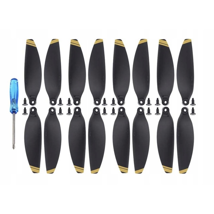 Set 16 elice pentru drona, DJI, MAVIC MINI, Negru/Auriu