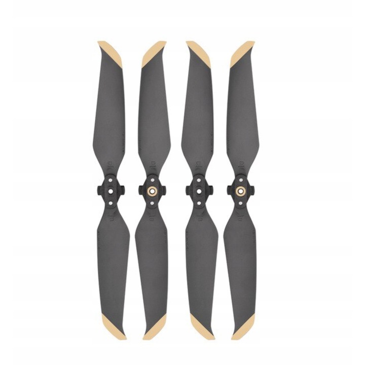 Set 4 elice drone, Plastic/Carbon, Pentru DJI Mavic Air 2, Negru/Auriu