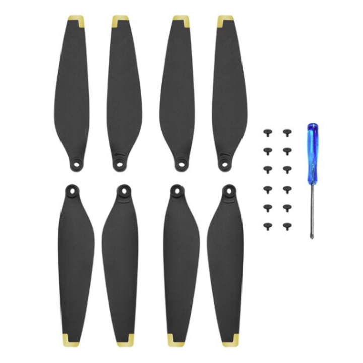 Set 8 elice pentru drona, Plastic, Compatibil cu DJI MINI 3 PRO, Negru/ Galben