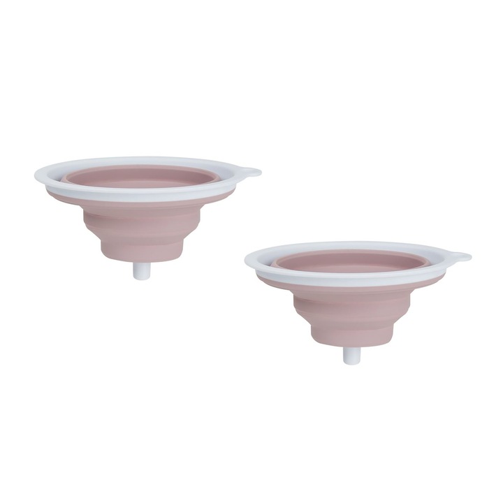 Set 2 buc, Palnie pliabila din plastic, 17x12x16cm, diamentru 1cm, alb si roz