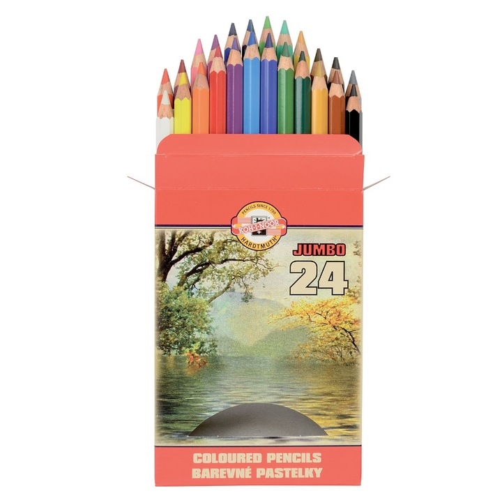 Цветни моливи Omega Jumbo, 24 цвята