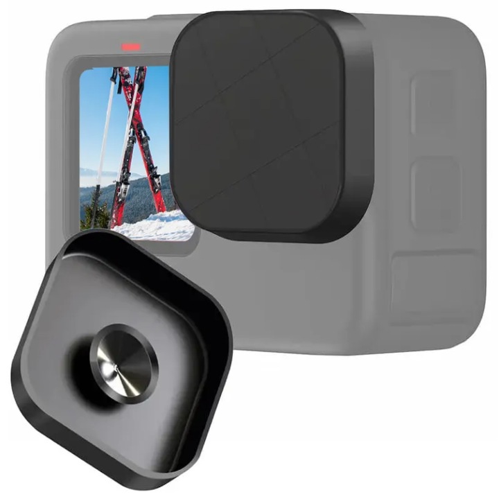 Capac de protectie Lentila pentru camera video sport din Silicon, prindere cu ventuza, Model universal compatibil cu orice lentila cu dimensiunea maxima de 35x35 mm, Patrat, GoPro Hero 3 4+ 5 6 7 8 9 10 11 12, SJCAM, DJI Action