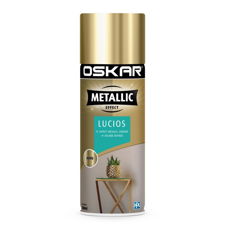 Spray vopsea Oskar efect metalic auriu lucios 400 ml
