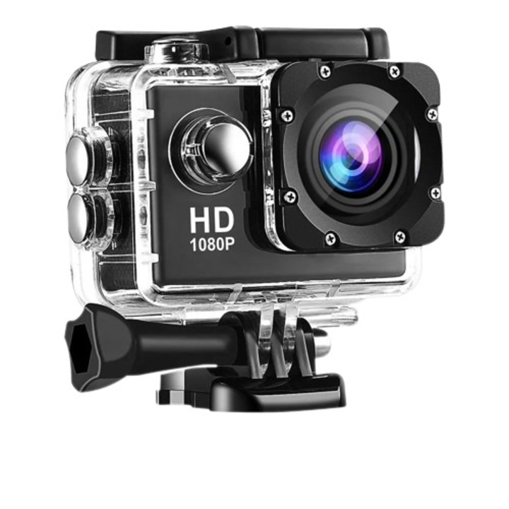 Camera video sport, TSS-SP-HD cu accesorii de prindere pentru bicicleta si casca, husa subacvatica