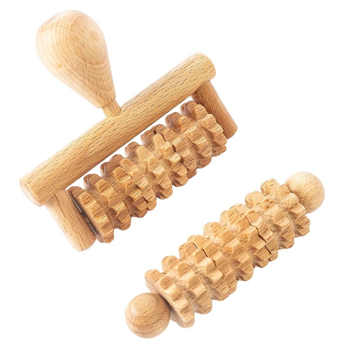 Set de masaj corporal, TUULI, Lemn, 11 x 9cm/11 x 3cm, Maro