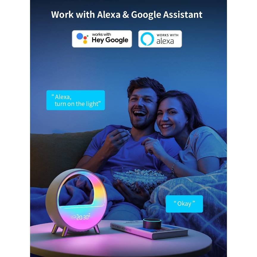 Lampa Smart LED RGB, multifunctionala, Incarcator Rapid Wireless 15W